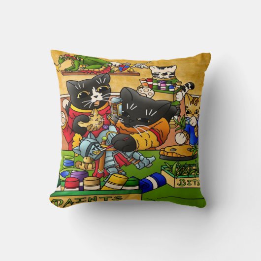 Miniatuur Knight Cat Model Schilderkatten Kussen (Voorkant)