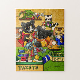 Miniatuur Knight Cat Model Schilderkatten Legpuzzel