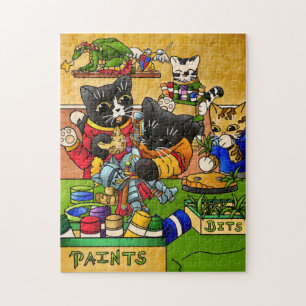 Miniatuur Knight Cat Model Schilderkatten Legpuzzel