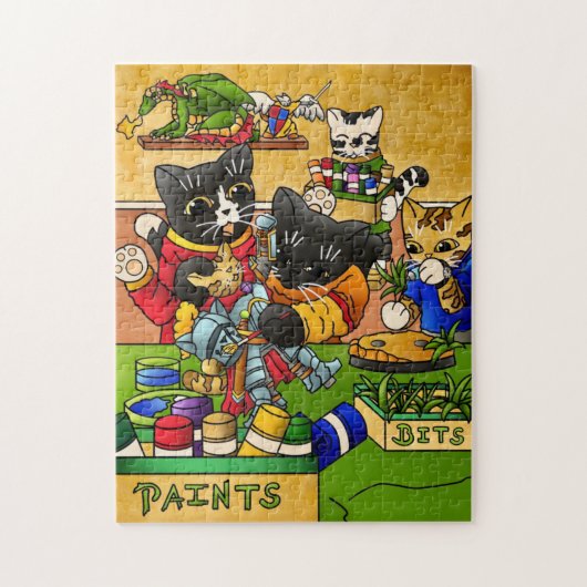 Miniatuur Knight Cat Model Schilderkatten Legpuzzel (Verticaal)