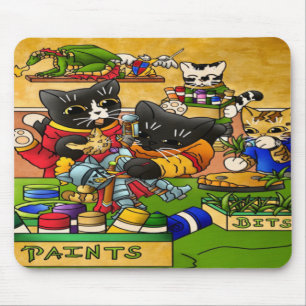 Miniatuur Knight Cat Model Schilderkatten Muismat