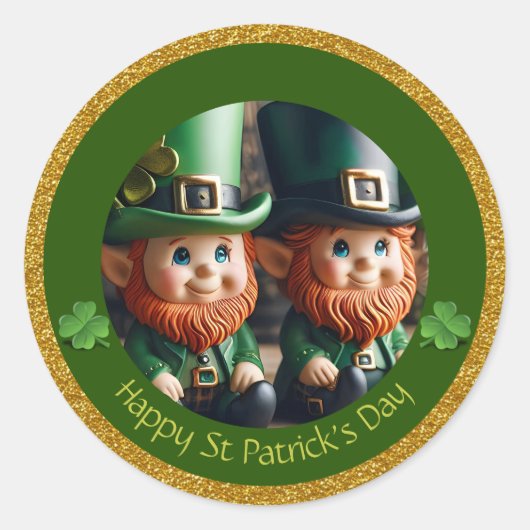 Miniatuur Leprechaun St Patrick's Day Bedankt RS01 Ronde Sticker (Voorkant)