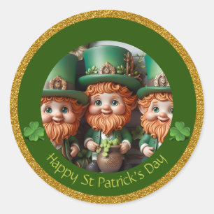 Miniatuur Leprechaun St Patrick's Day Bedankt RS02 Ronde Sticker