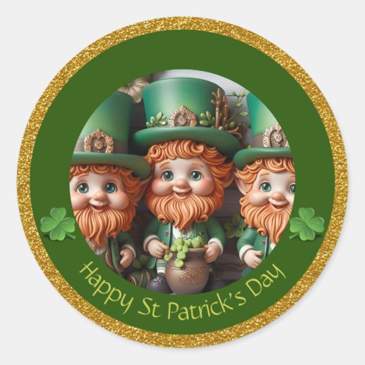 Miniatuur Leprechaun St Patrick's Day Bedankt RS02 Ronde Sticker (Voorkant)