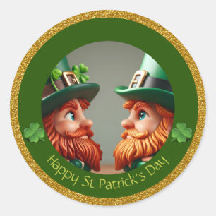 Miniatuur Leprechaun St Patrick's Day Bedankt RS04 Ronde Sticker