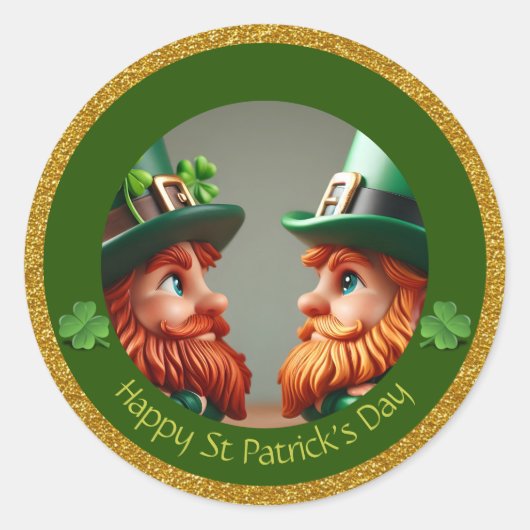 Miniatuur Leprechaun St Patrick's Day Bedankt RS04 Ronde Sticker (Voorkant)