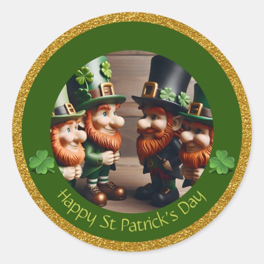 Miniatuur Leprechaun St Patrick's Day Bedankt RS05 Ronde Sticker (Voorkant)
