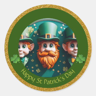 Miniatuur Leprechaun St Patrick's Day Bedankt RS07 Ronde Sticker
