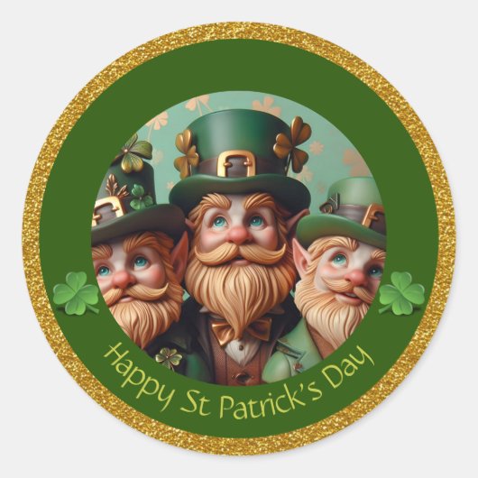 Miniatuur Leprechaun St Patrick's Day Bedankt RS08 Ronde Sticker (Voorkant)