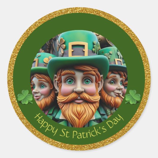 Miniatuur Leprechaun St Patrick's Day Bedankt RS09 Ronde Sticker (Voorkant)