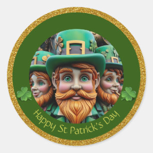 Miniatuur Leprechaun St Patrick's Day Bedankt RS09 Ronde Sticker