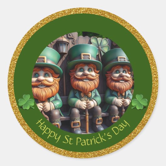 Miniatuur Leprechaun St Patrick's Day Bedankt RS10 Ronde Sticker (Voorkant)