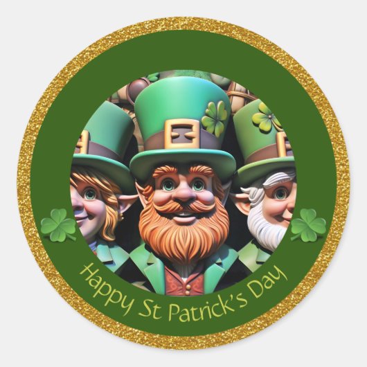 Miniatuur Leprechaun St Patrick's Day Bedankt RS11 Ronde Sticker (Voorkant)