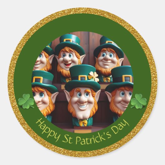 Miniatuur Leprechaun St Patrick's Day Bedankt RS12 Ronde Sticker (Voorkant)