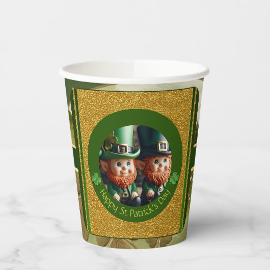Miniatuur Leprechaun St Patrick's Day PPC Papieren Bekers (Links)