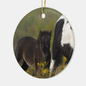 Miniatuur Mare & Foal in de bloemen Keramisch Ornament (Links)