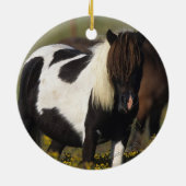 Miniatuur Mare & Foal in de bloemen Keramisch Ornament (Achterkant)