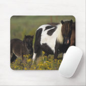 Miniatuur Mare & Foal in de bloemen Muismat (Met muis)