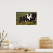 Miniatuur Mare & Foal in de bloemen Poster (Keuken)