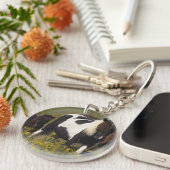 Miniatuur Mare & Foal in de bloemen Sleutelhanger (Voorkant Rechts)