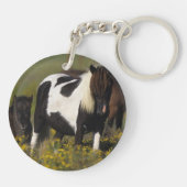 Miniatuur Mare & Foal in de bloemen Sleutelhanger (Achterkant)