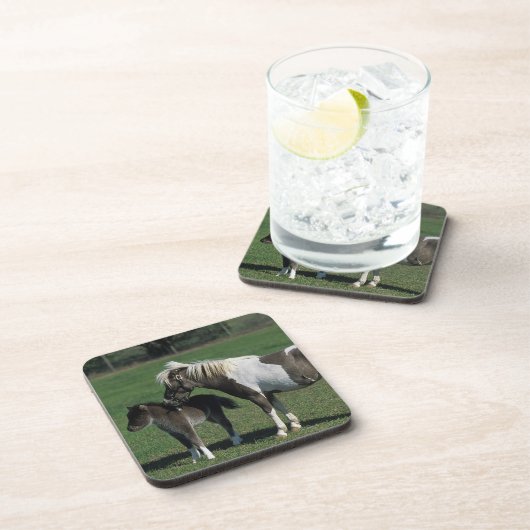 Miniatuur Mare & Foal Standing Drankjes Onderzetter (Rechterzijde)