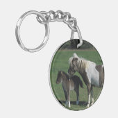 Miniatuur Mare & Foal Standing Sleutelhanger (Voorkant Links)