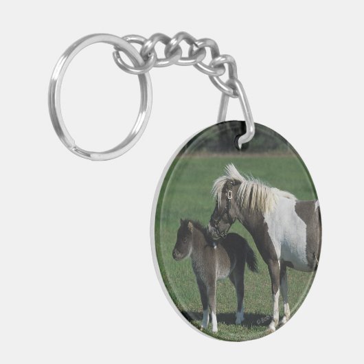 Miniatuur Mare & Foal Standing Sleutelhanger (Voorkant Links)