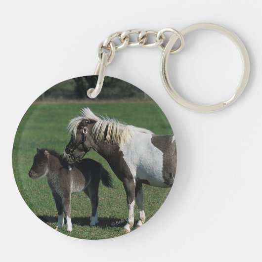 Miniatuur Mare & Foal Standing Sleutelhanger (Achterkant)