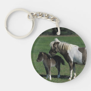 Miniatuur Mare & Foal Standing Sleutelhanger