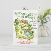 Miniatuur Mini Golf Verjaardag Par-t-shirt Kaart (Staand voorkant)