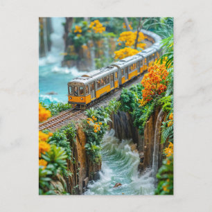 Miniatuur monorail die fantasie-kloof kruist feestdagenkaart