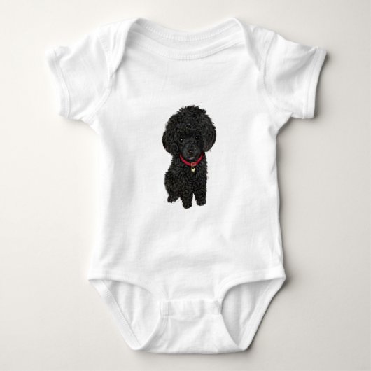 Miniatuur- of Toy Poodle - Zwart 1 Romper (Voorkant)