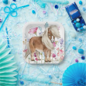 Miniatuur Paard en Wildbloemen Papieren Borden Papieren Bordje (Feest)