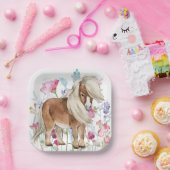 Miniatuur Paard en Wildbloemen Papieren Borden Papieren Bordje (Feest)