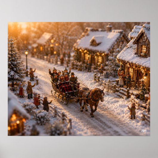 Miniatuur Paard Getrokken Slee Rit Poster (Voorkant)