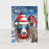 Miniatuur Paard Grappig MAREy Kerstmis Feestdagen Kaart (Voorkant)