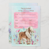 Miniatuur Paard Verjaardagsfeest Uitnodiging (Voorkant / Achterkant)