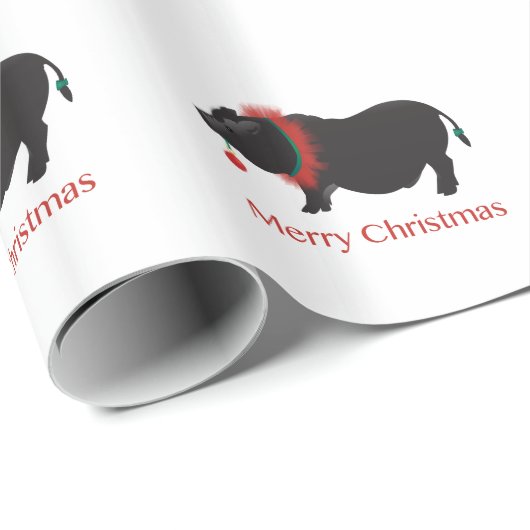 Miniatuur pig kerstontwerp cadeaupapier (Rol Hoek)
