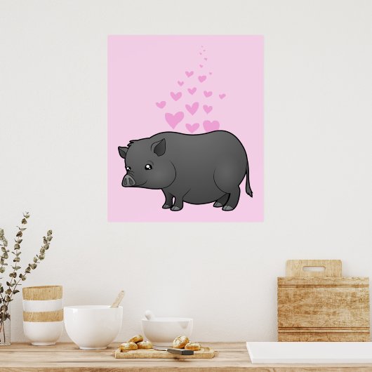 Miniatuur Pig Love Poster (Keuken)
