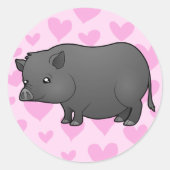 Miniatuur Pig Love Ronde Sticker (Voorkant)