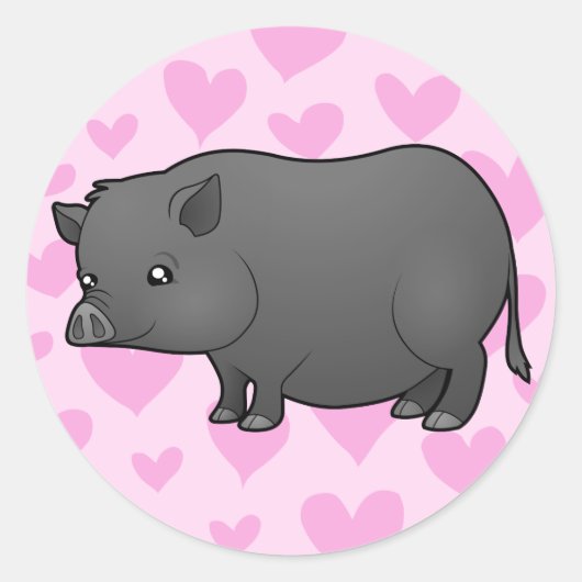 Miniatuur Pig Love Ronde Sticker (Voorkant)