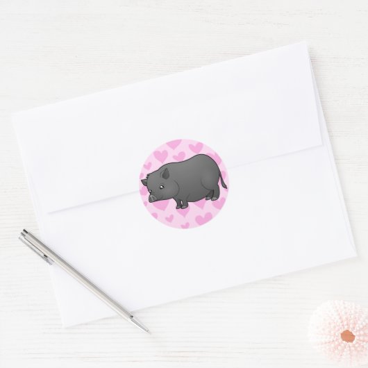 Miniatuur Pig Love Ronde Sticker (Envelop)