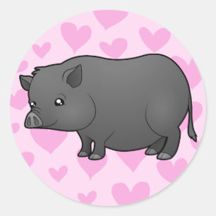 Miniatuur Pig Love Ronde Sticker