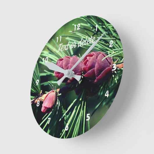 Miniatuur Pine Cones gepersonaliseerd Ronde Klok (Hoek)