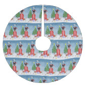 Miniatuur Pinsch Dog in sneeuw met kerstcadeaus Kerstboom Rok (Voorkant)