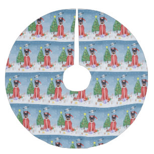 Miniatuur Pinsch Dog in sneeuw met kerstcadeaus Kerstboom Rok