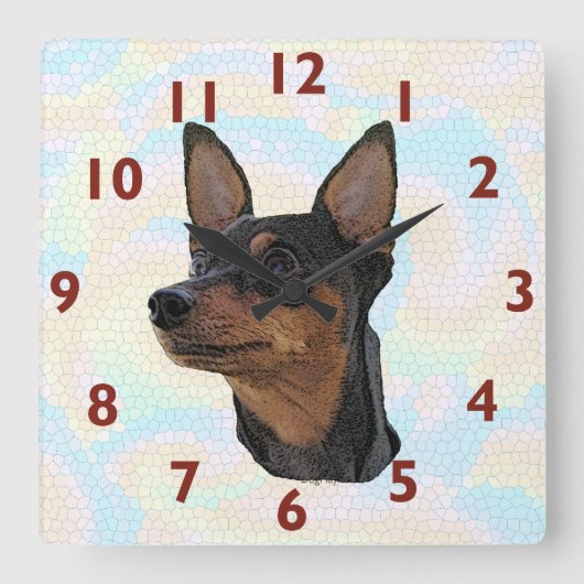 Miniatuur Pinscher Art Wall klok (Voorkant)