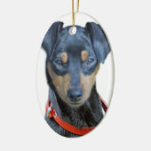 Miniatuur Pinscher Black Puppy Keramisch Ornament (Links)