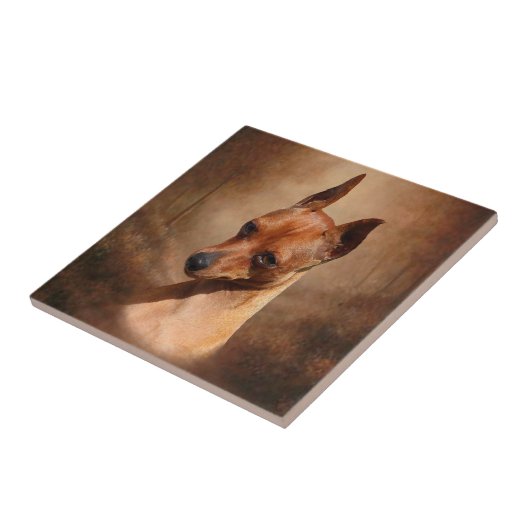 Miniatuur Pinscher Ceramic Photo Tile Tegeltje (Zijkant)